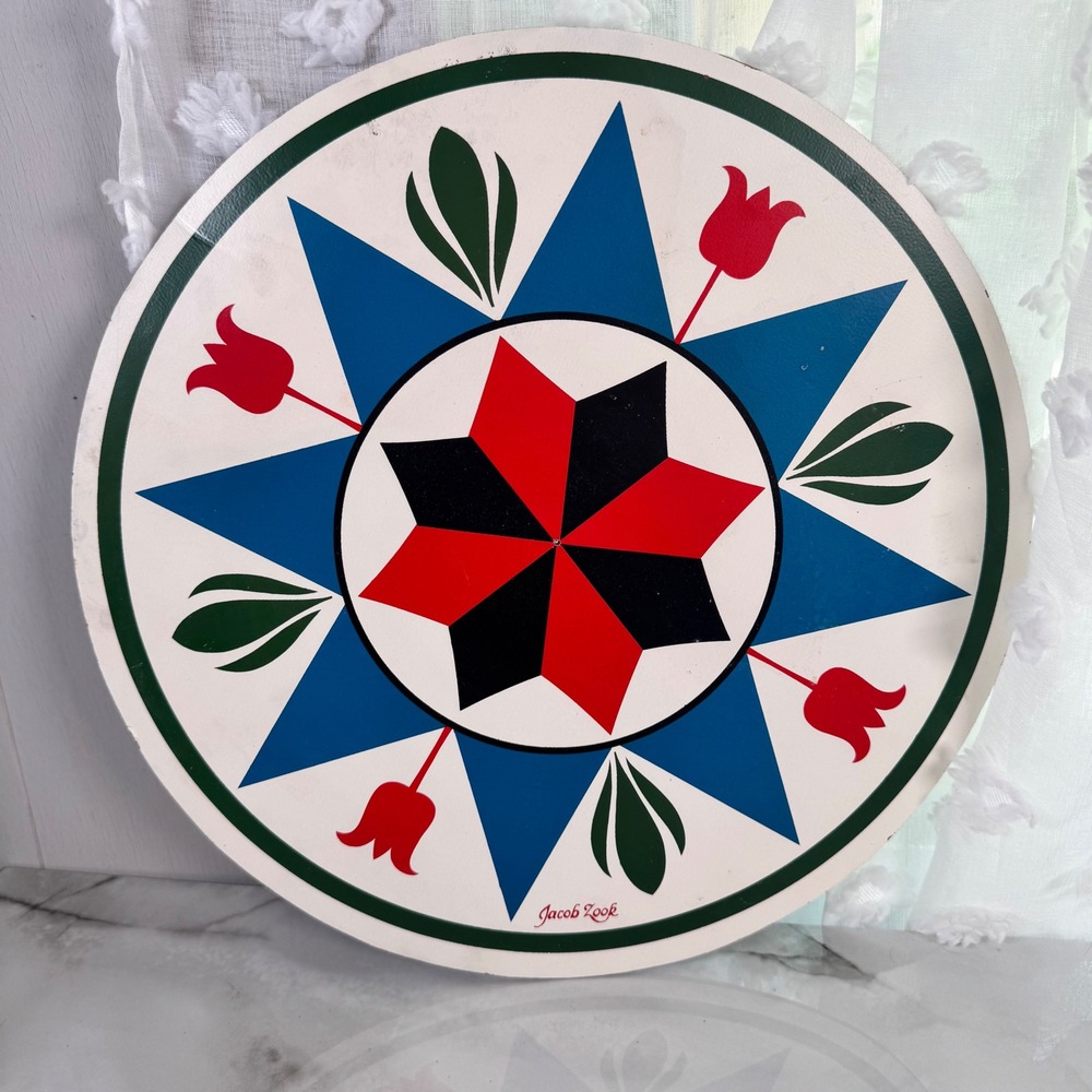 Vintage Jacob Zook Hex Sign Pennsylvania Dutch Folk Art Pointed Star 15.5"